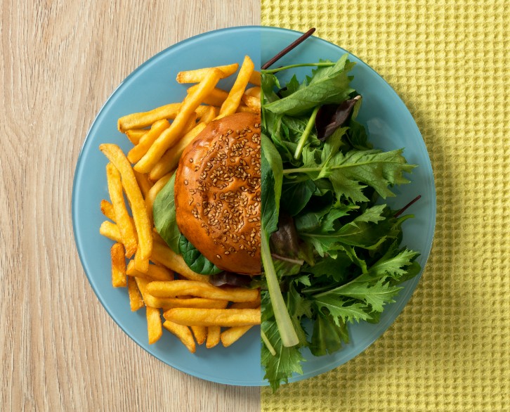 burger and fries vs green salad, best diet for weight loss
